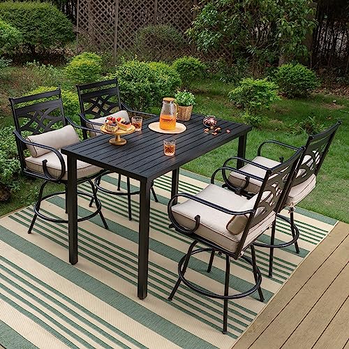 Sophia & William Patio Bar Stools Set Of 4, Swivel Bar Chairs, High Dining Chairs With Seat Cushion #TOP6