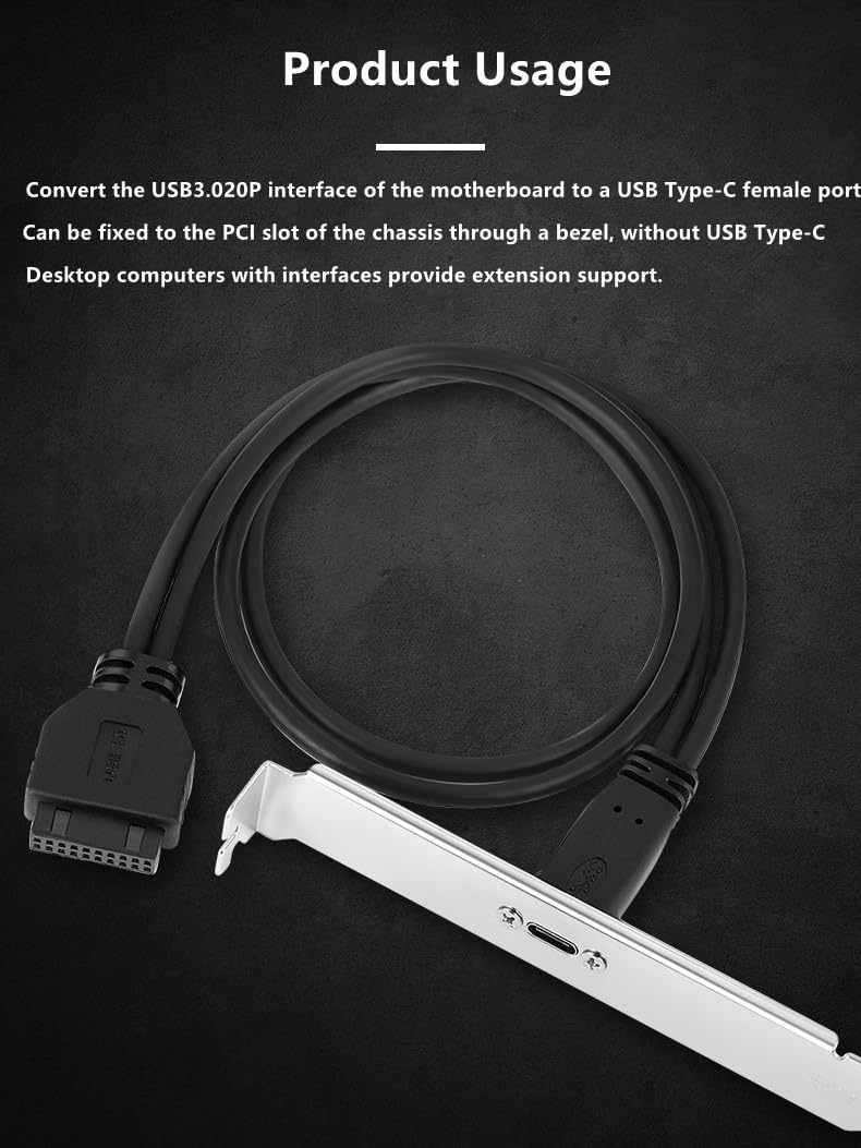 USB 3.1 Type C USB-C Female Panel Mount to USB 3.0 Motherboard 19pin 20pin Header Extension Cable 40CM