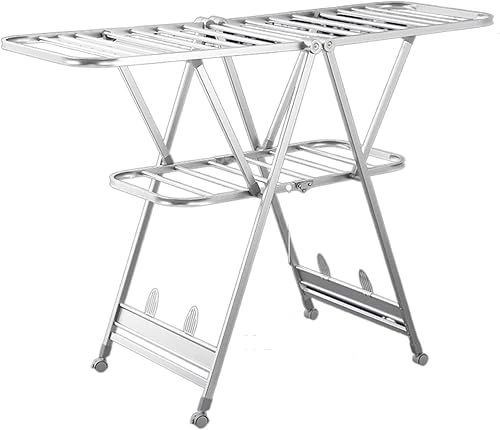 Miniatura 7 de UNNS Tendedero plegable para colgar en el suelo, para colgar en el suelo, para secar ropa, de aleación de aluminio, para interiores y exteriores,