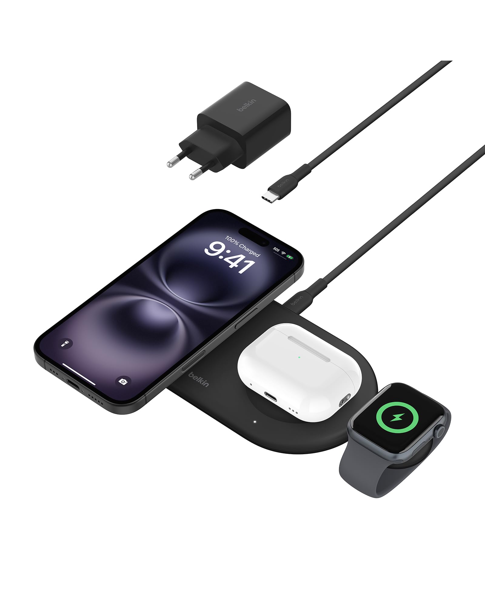 Belkin BoostCharge Ladegerät induktive 3-in-1 Ladestation Qi2, 15 W, klappbar MagSafe-kompatibles... Ansicht 12