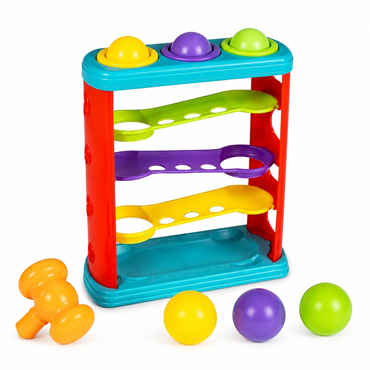 3-level ball drop ramp kids colorful rolling track with 3 early learning cause & effect fine motor skills development educational toy for toddlers 1-3 years