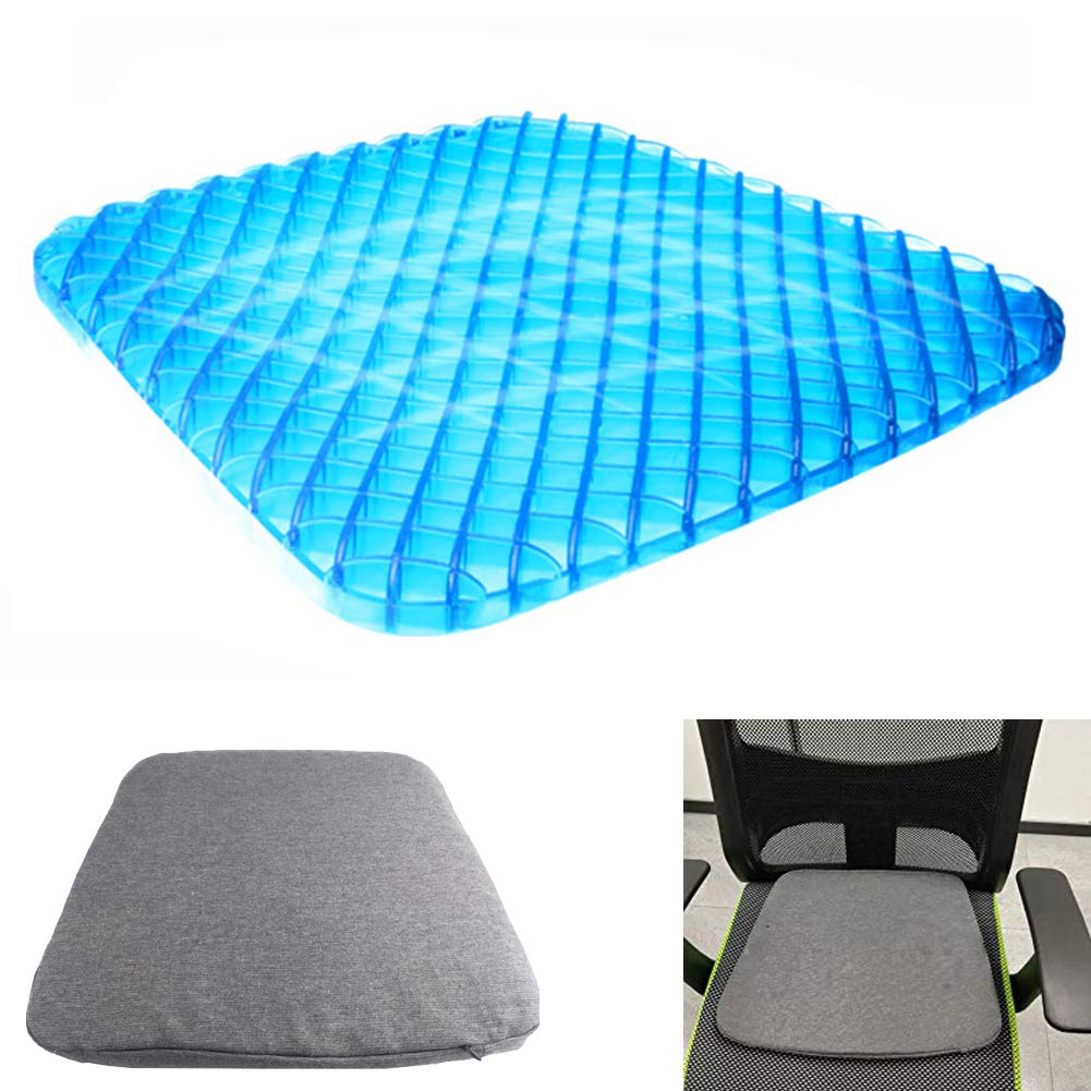 Gel Cushion - Premium Gel Seat Cushion with Non-Slip and Breathable Hollow Design, Summer Cool Comfortable Chair Cushion for Tailbone Pain, Gel Chair Cushion and Gel Car Seat Cushion