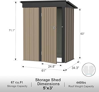 Amazon | JUMMICO (ジュミコ) 金属製屋外用物置 5 x 3フィート
