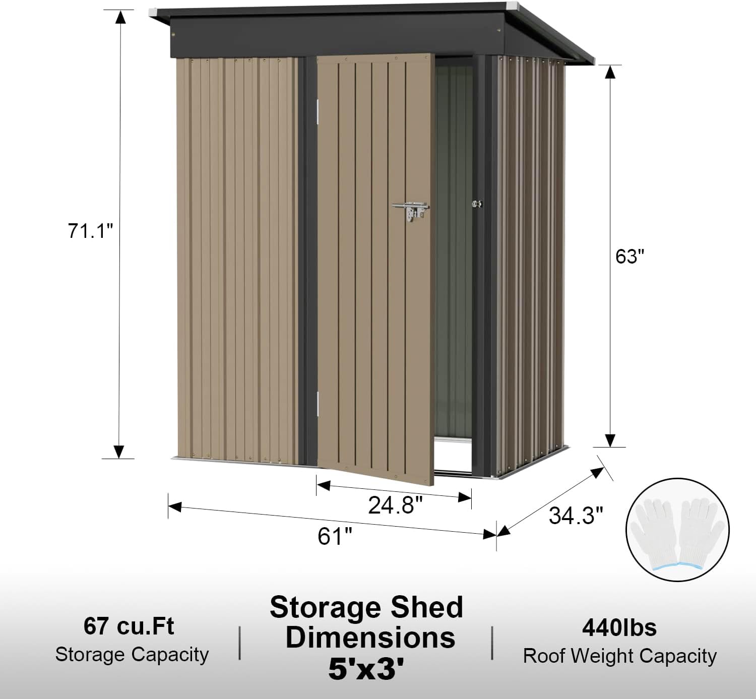 金属製屋外用物置 金属製小屋 ロック可能なドア付き 金属製屋外用物置 金属製小屋 ロック可能なドア付き