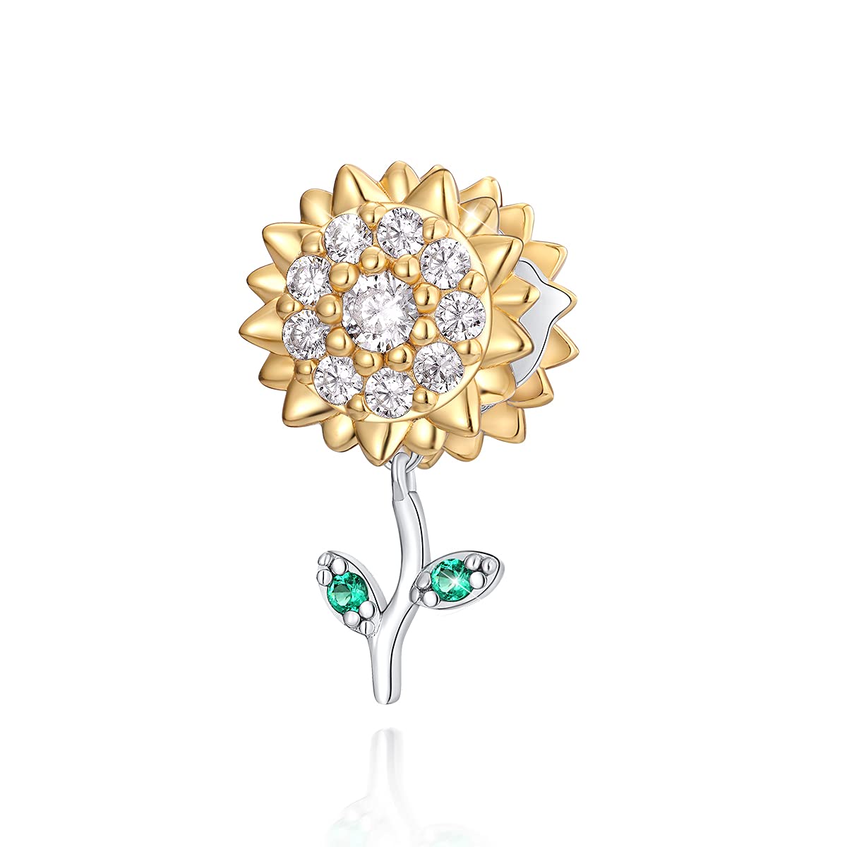 FOREVER QUEEN Rose Flower Charm I love you Pansy Flower Sunflower Dangle Charms Cubic Zircon 925 Sterling Silver