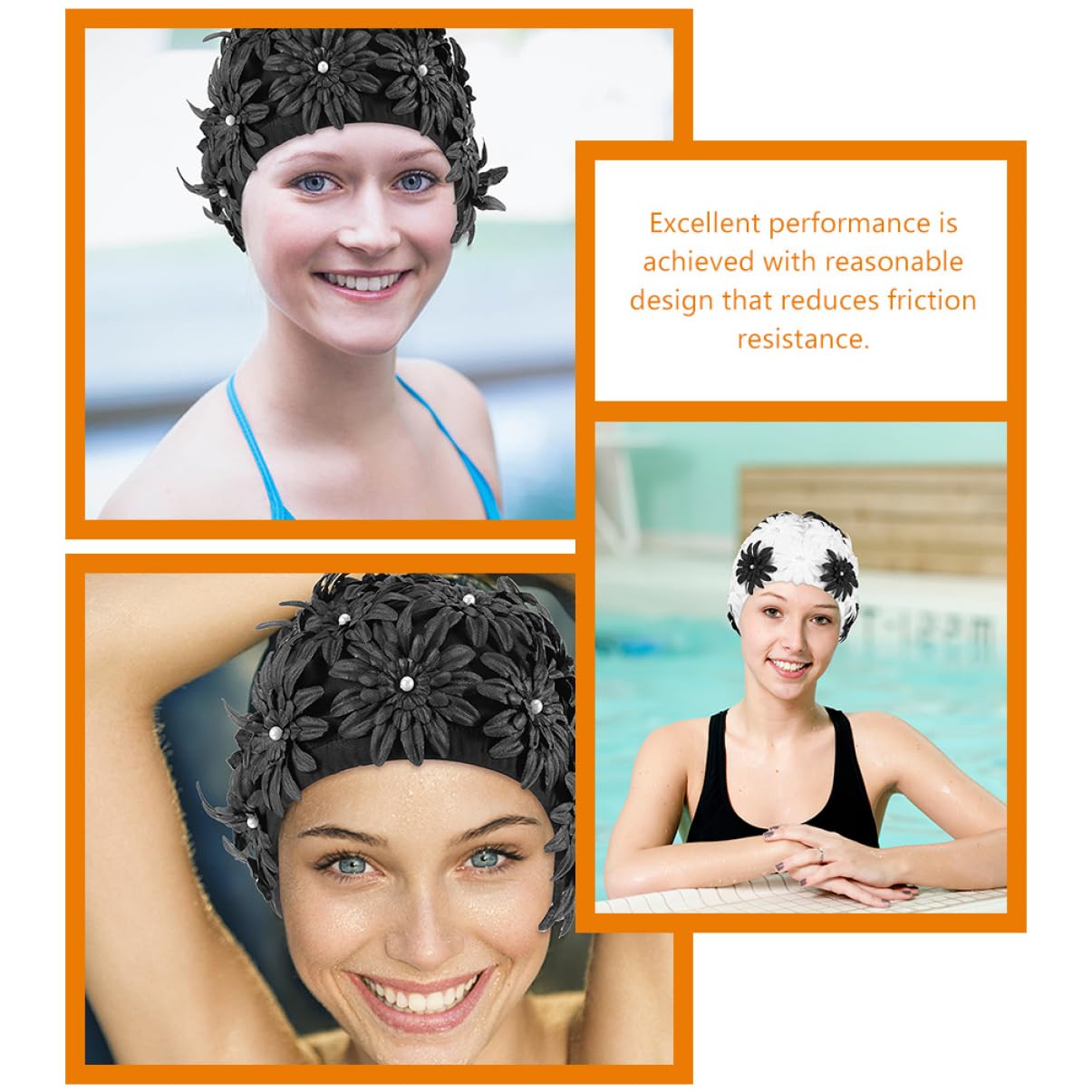 Toyvian Bonnet De Bain Femme Élastique Floral Protection Cheveux Bonnet De Natation Été Piscine