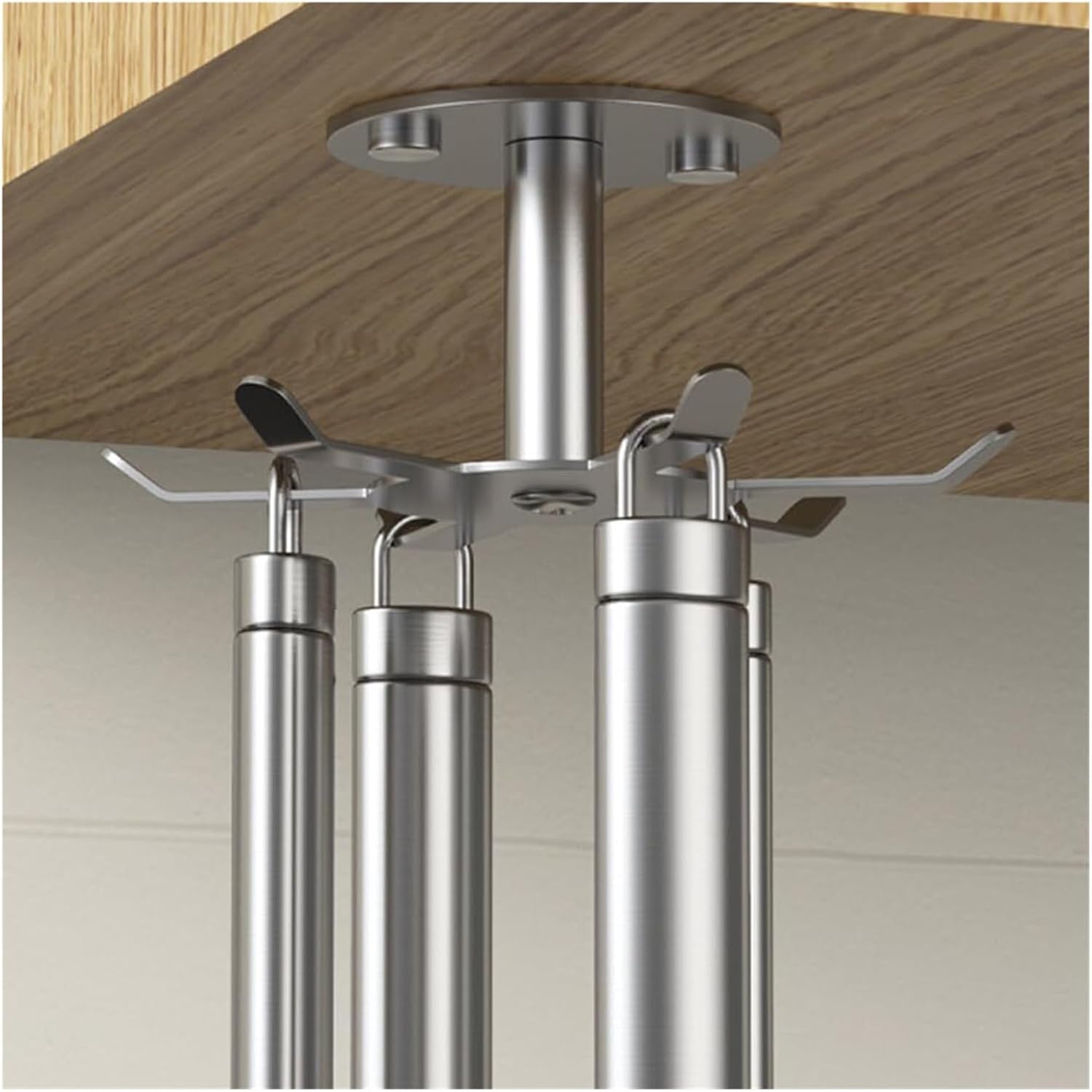 2-Pack Stainless Steel Rotating Utensil Hooks, Under Cabinet Kitchen Organizer with 6 Rotatable Claws, 360-Degree Hanger for Utensils, Towels, and More