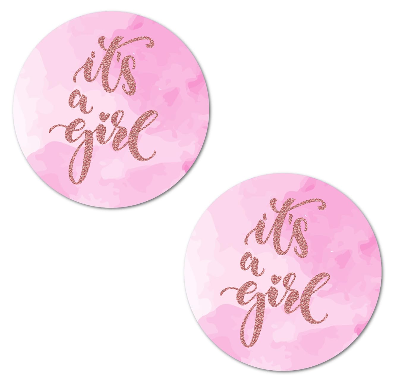 Autocollants It's a Girl pour baby shower rose - Lot de 40 étiquettes rondes de 5,1 cm