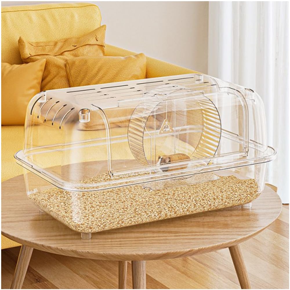 FTWIND [単体] ハムスター ケージ 大きい 60cm [大型] アクリル製 hamster cage (60×38×31cm,回し車付き大型ハウス)