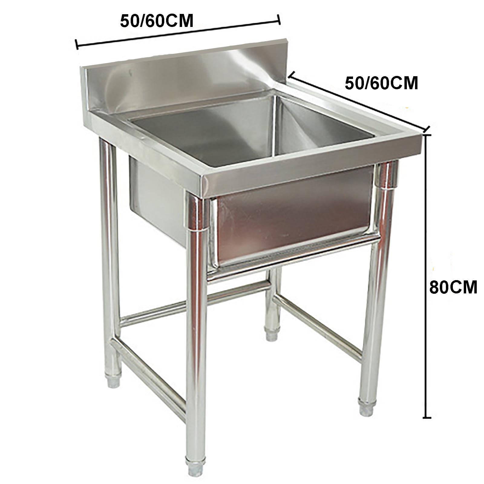 JATIBOSH Fregadero Comercial Independiente Fácil Limpiar, Fregadero Cocina De Acero Inoxidable Resistente A Los Arañazos, Fregadero De Un Solo Tazón Bajo Encimera Fácil Instalar para Garaje