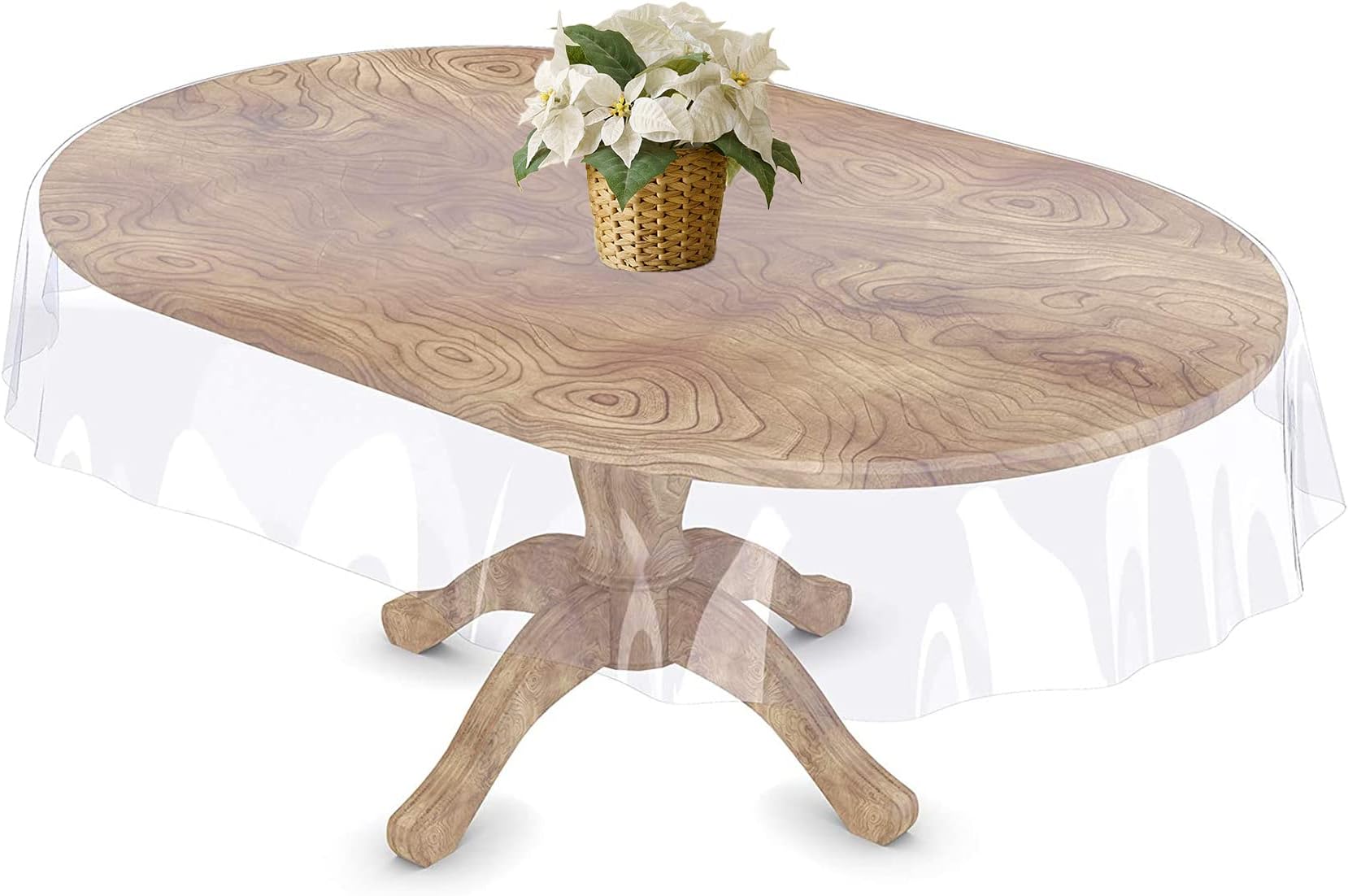 Yourtablecloth Heavy Duty Clear Vinyl Round Fitted