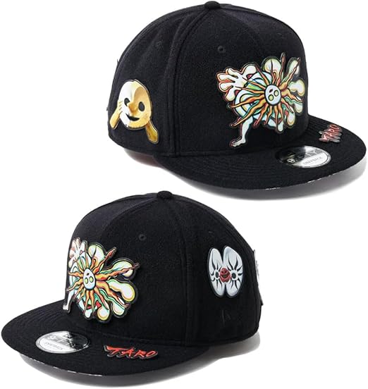 激レア/廃番　ニューエラ×岡本太郎　限定コラボ 太陽の塔 キャップ 芸術 黒×白 59FIFTY TARO OKAMOTO 岡本太郎 太陽の塔 ピンズ ホワイト