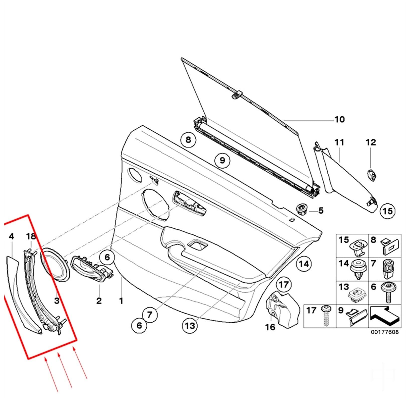 Sostituzione Maniglia Interna Portiera Rivestimento per maniglia interna porta sinistra e destra Per BMW Serie 3 E90 E91