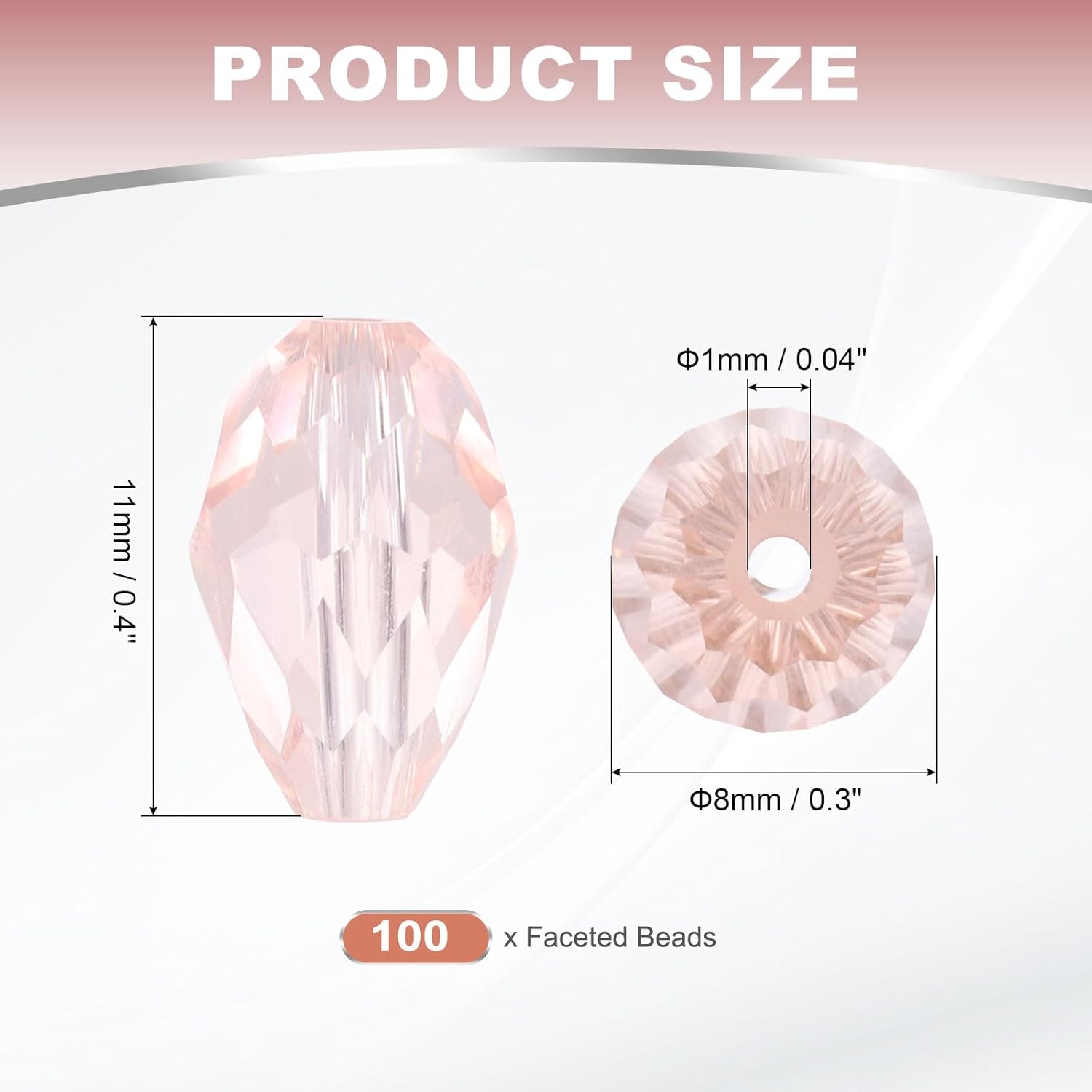 PATIKIL 8mm Faceted Glass Beads, 100 Pcs Pink Bicone Birthstone Bead Vertical Hole for DIY Crafting Bracelet Necklace Jewelry Making - Image 2