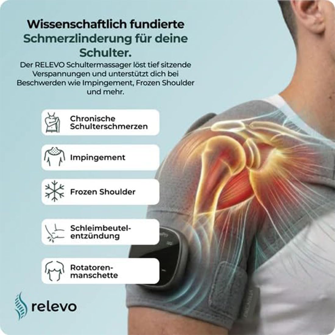 Hewelth Triple Method Schulter-Massagegerät, Relevo 3-in-1 Schultermassager, Tragbarer, Ergonomisch, Unisex, Schultermassage Gerät Mit Wärme, Schluss Mit Schulterschmerzen Linderung in Minuten (#1)