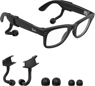 HiBloks In-ear Earbuds Sound Tube Booster for Ray-Ban Meta Glasses Wayfarer/Skyler/Headliner/Display/Blayzer/Scriber, Voice Privacy Ear Tips Boost Volume Direction to Ear Reduced Sound Leakage