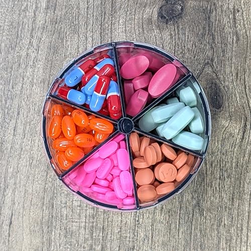 Image of Supplement Pill Dispenser Bottle, 6 Compartment, Labels, Easy Open, Anti-Mixing, Monthly Vitamin Organizer, Monster Fit Jr Medication Holder (Clear, Small)
