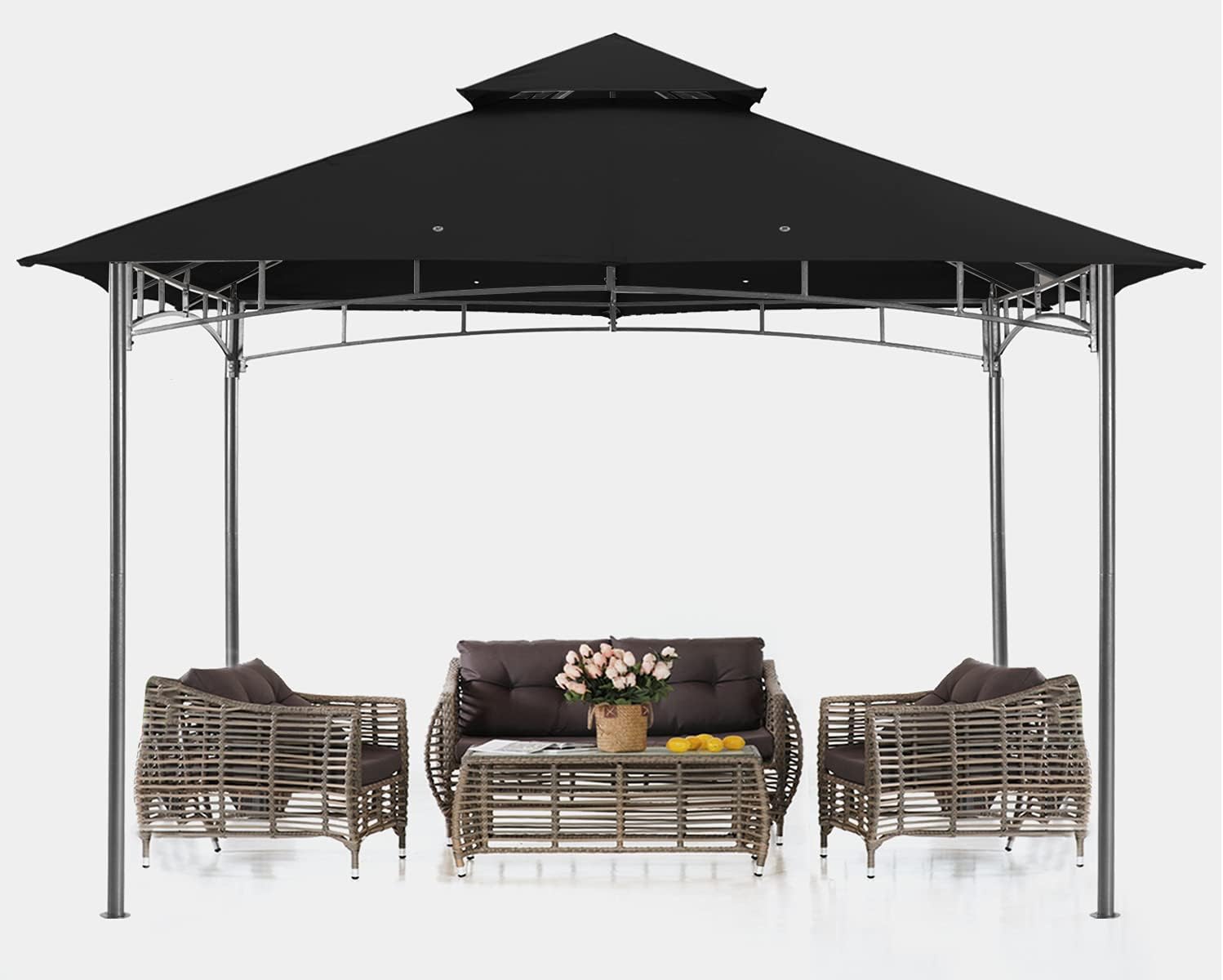 ABCCANOPY Gazebos for Patios 8x8 - Outdoor Steel Frame Gazebo for Lawn Backyard Garden Deck (Black)