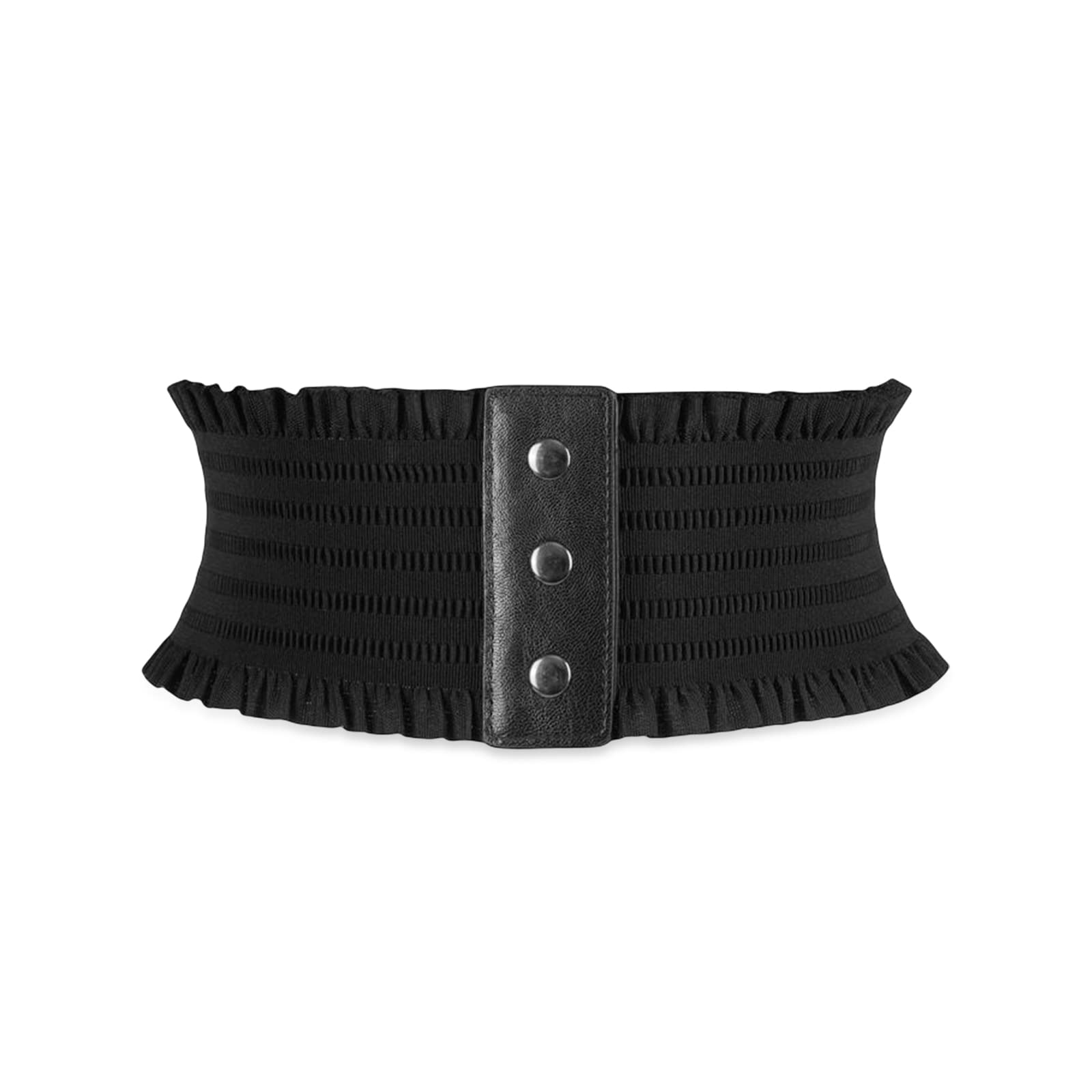 LumiSyne Women Elastic Corset Belt Wide Waist Belt Snap Buckle Design Fashion Ruffled Trim Stretchy Waistband Retro Cinch Belt Waspie Belt For Dress Jumpsuit Overcoat