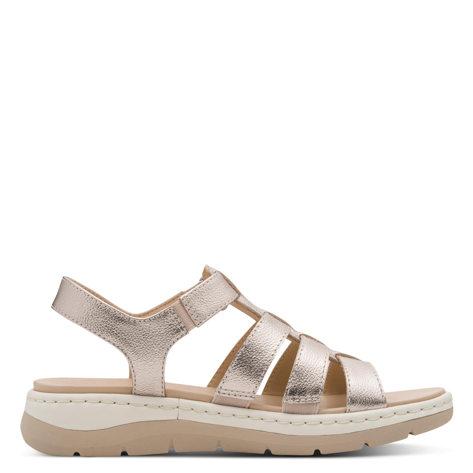 Jana Softline Leather Wedge/Plat Sand 8-28710-46, Sandalias Planas Mujer