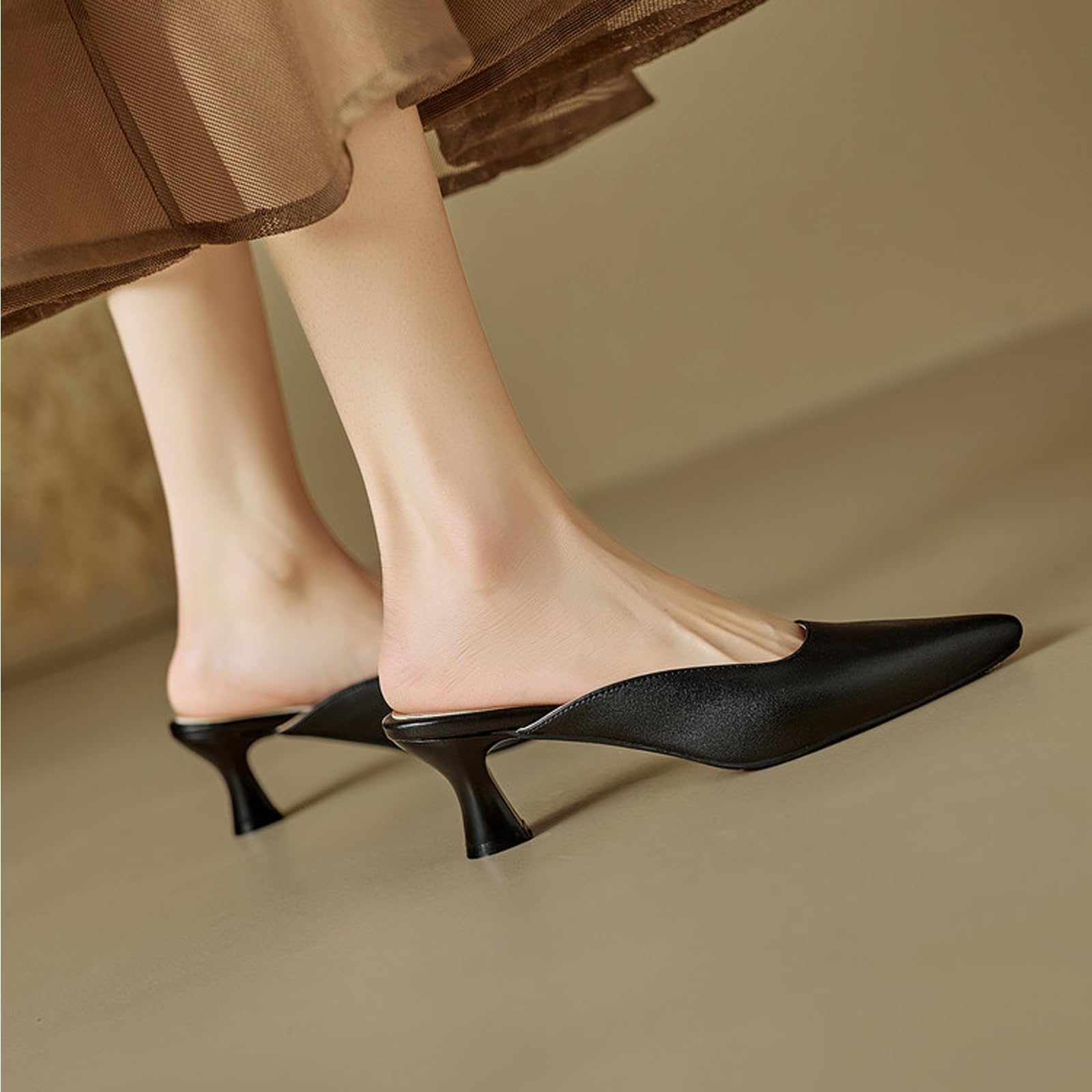 Sabot Tacco Donna Punta Stretta Senza Tallone 6cm Eleganti | Tomaia In PU Elegante, Altezza 6 CM Stabile, Fodera In Microfibra Morbida, Suola Gomma Antiscivolo, Calzata Facile