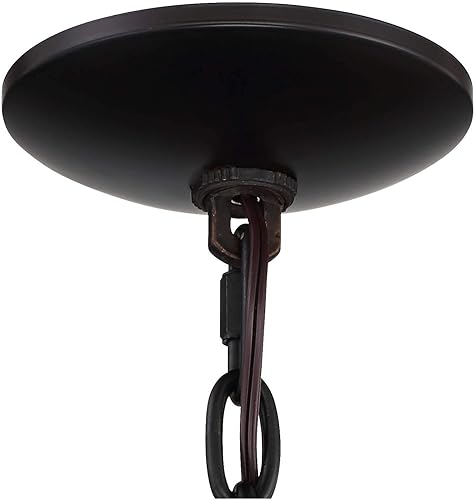 Miniatura 3 de Possini Euro Design Camden - Lámpara colgante de latón cálido negro de 15 34 pulgadas de ancho, pantalla de cúpula rústica industrial para comedor,