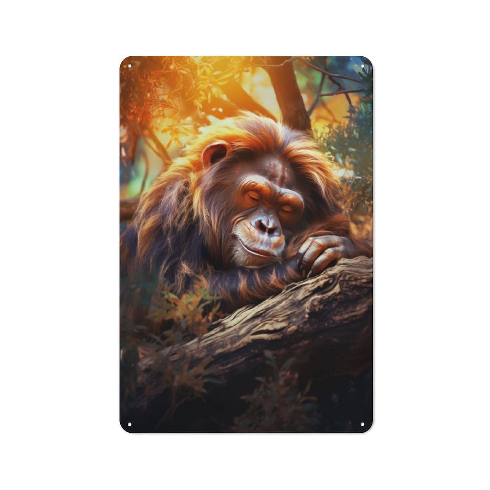 Junmoney Chimpanzee In The Trees Metal Sign 30X20cm With For Home Bar Wall, Rustic Decor, For Collectors Decorating Home Bars And Entertaining Spaces