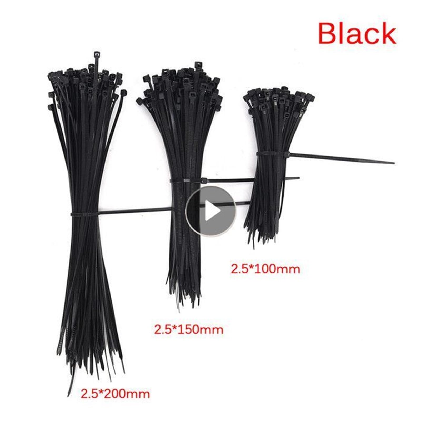 Assortiment d'attaches pour câbles,Attaches zip po Attache de câble autobloquante, 100 pièces, boucle d'attache de câble en plastique et Nylon(White,2.5x150mm)