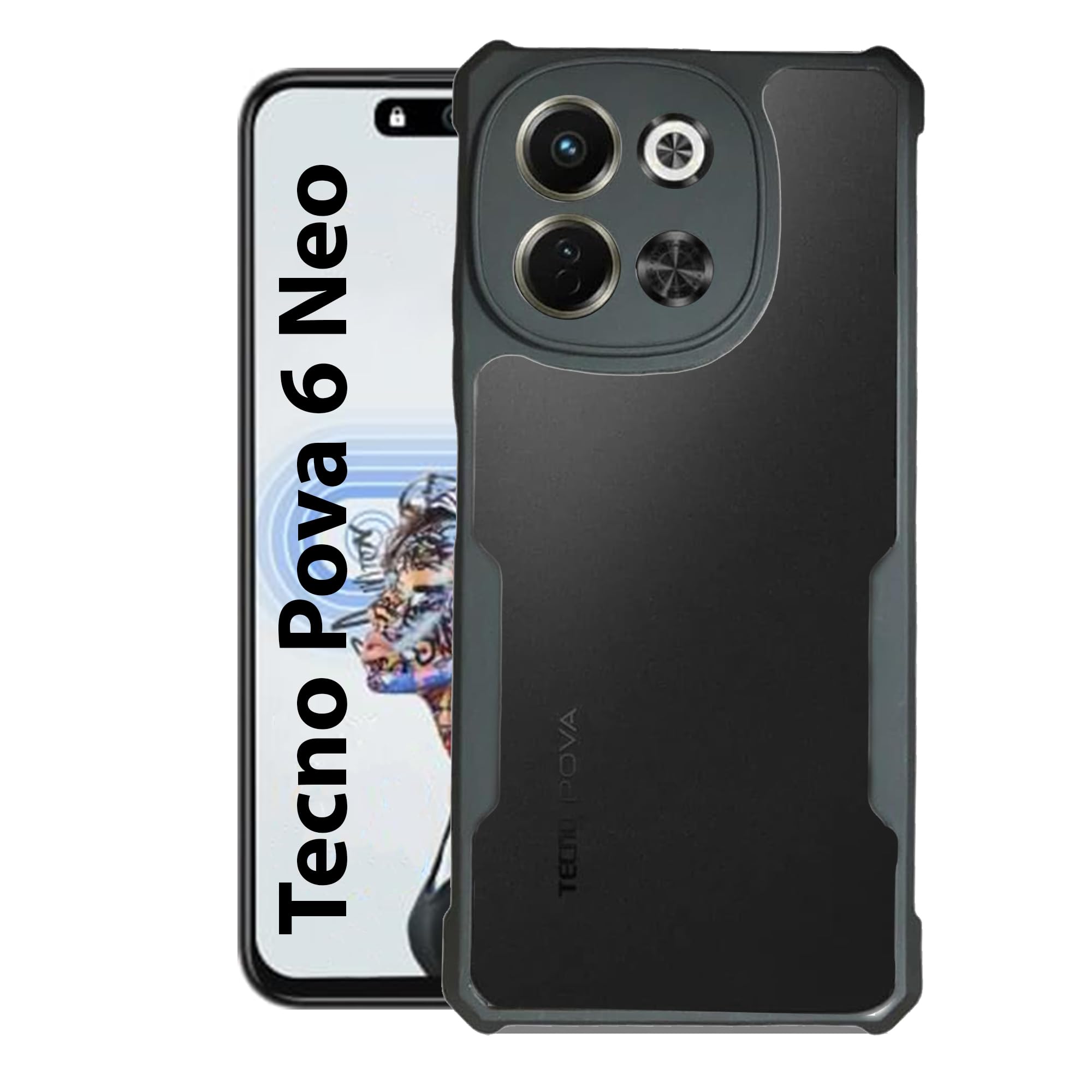 Knotyy Back Cover for Tecno Pova 6 Neo 5G | Camera Bump Protection | Slim Stylish 360 Protection Design |Crystal Clear | Shockproof Cover Case with Bumper Edges, Transparent Back Cover - (Black) (B0DHRRHYK8) Amazon Price History, Amazon Price Tracker