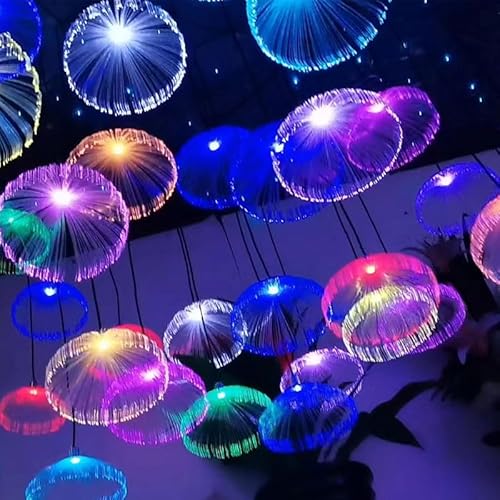 SGSLT 12V LED Fiber Optic Lights Cherry Flower Ceiling Trees Spider Chandeliers 1.2M for Party Hotel Christmas Decoration Indoor Outdoor 10pcs Jellyfishs
