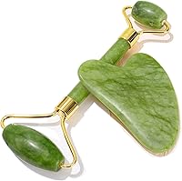 Vista 10 de Roselynboutique - Juego de herramientas faciales, rodillo para cuidado facial, gua sha de jade, masajeador muscular, disminuye las arrugas, piedra