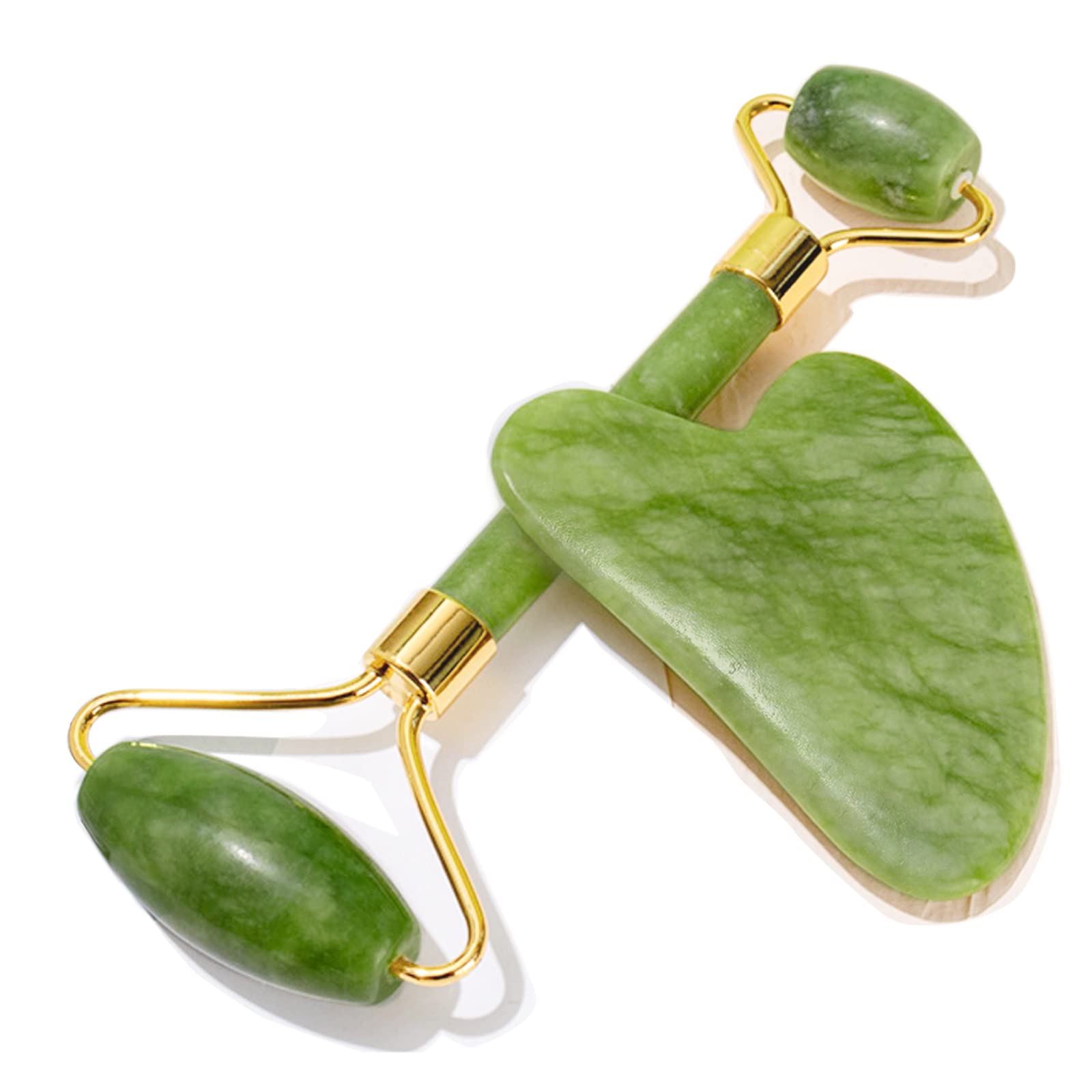 ROSELYNBOUTIQUE Gua Sha Facial Tools Jade Roller Original Face Massager for Puffiness Wrinkless Skin Care Routine - Self