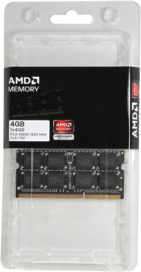 VisionTek Products AMD Entertainment Edition 4GB 204-Pin SODIMM DDR3 PC3-10600 CL9 1333 Notebook Memory (AE34G1339S2-U1)