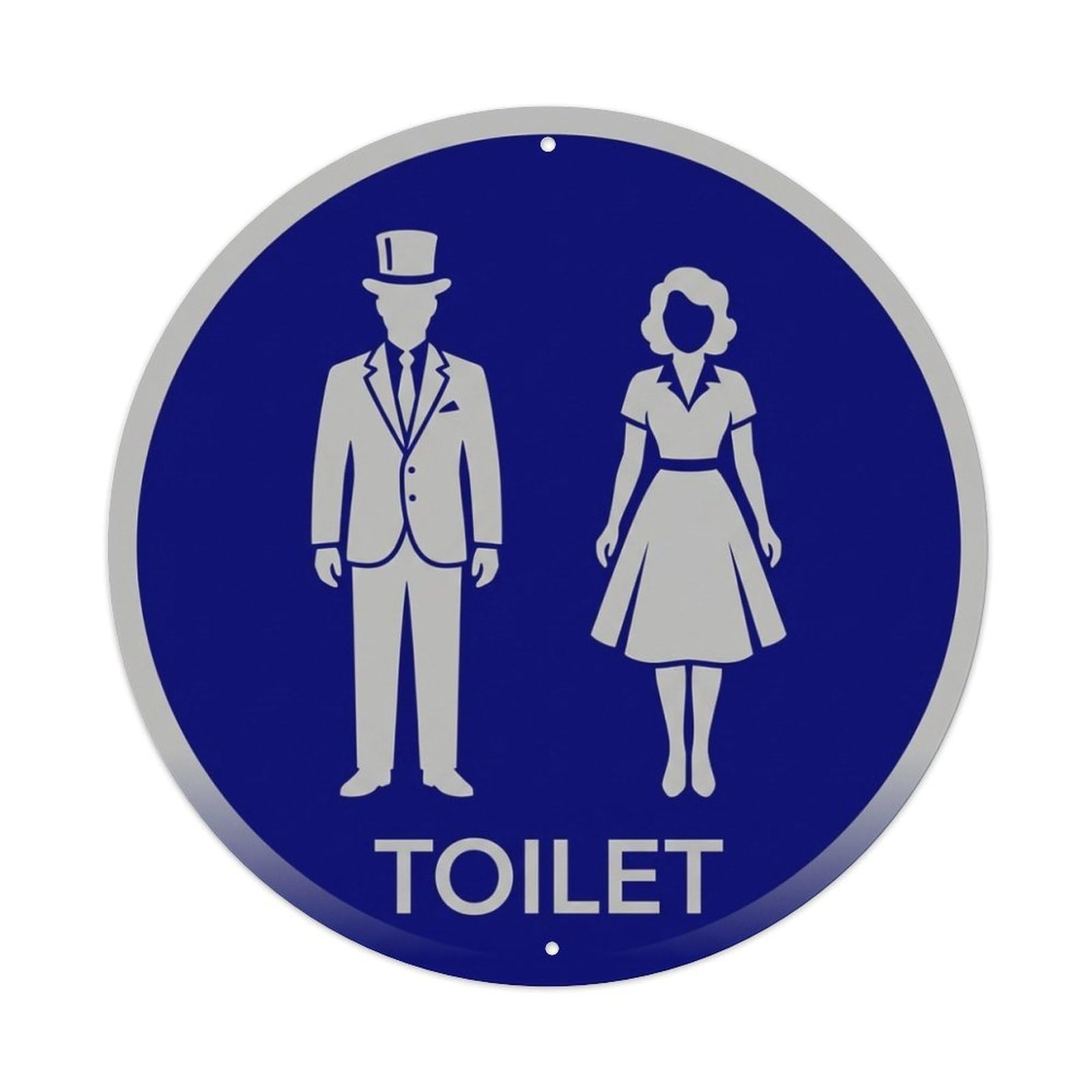 Restroom Notice Toilet Navy Silver Classic Metal Tin Sign
