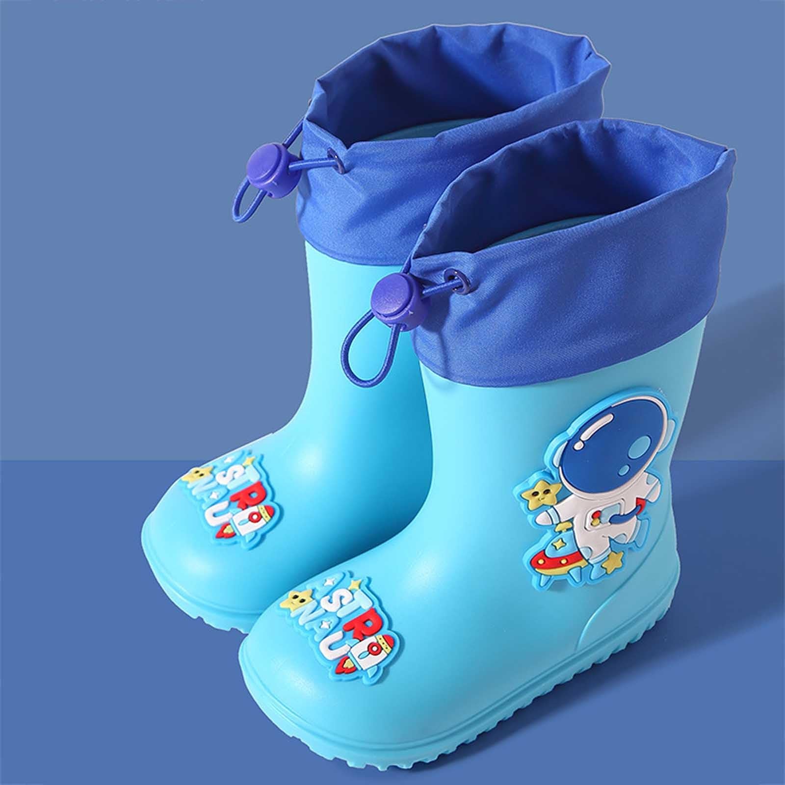 Botas niños fácil Poner Botas de Lluvia para niños y niñas, Antideslizantes, cómodas, para Jugar al Libre. (Blue, 33.5 Big Kids)