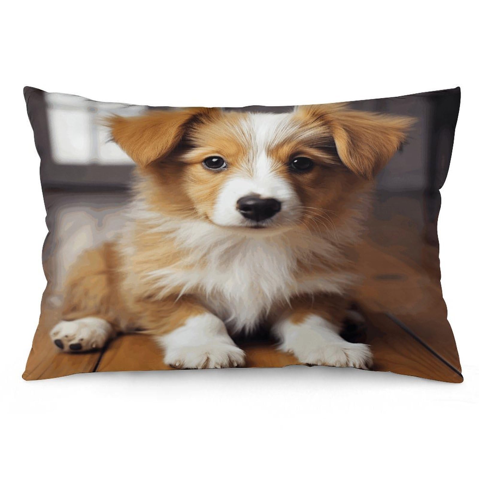 asbwuo Rectangular Decorative Throw Pillow Cover Soft Cushion Cover Cute Puppy Dog Queen Pillow Cases for Couch Sofa Living Room Bed