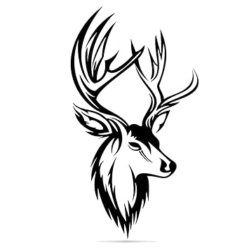 Voorkoms Deer Long Horn Temporary Body Tattoo Waterproof For Girls Men Women Beautiful & Popular Water Transfer Size 11CM x 6CM - 1Pcs