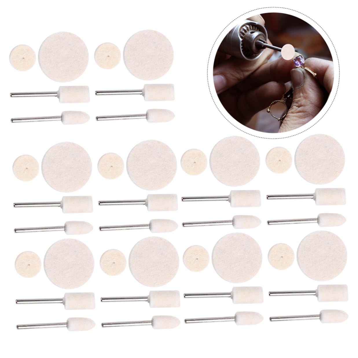 129pcs Felt Wool Buffing Pad Polishing Wheel Set for Rotary Tool Metal Jewelry Jade Surface Grinding and Polishing