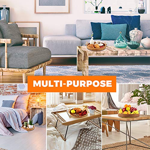 Handmade Rattan Round Woven Basket, Round Serving Tray with Handles, Food Serving Baskets, Basket, Great To Display Bread Or Fruit (10.6", 1pc) - Image 7