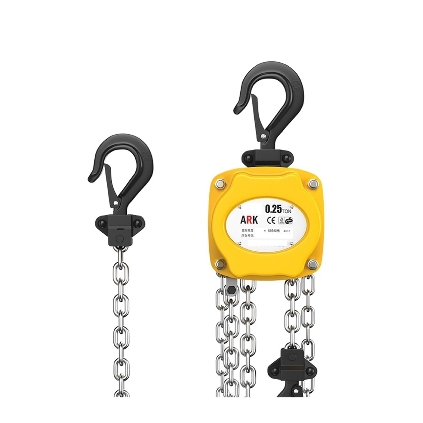 Mini-Kettenzug 0,25/1/2/3 Tonnen Handhebezeug, Heben manuell betriebene Kette(6m,1T)