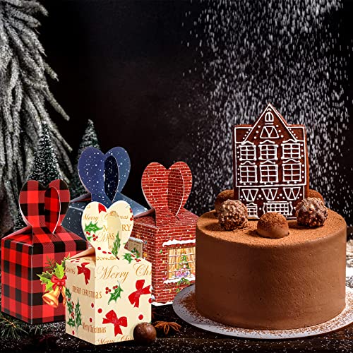 24 Pack Christmas Gift Boxes 3D Christmas Goody Treat Boxes Xmas Cardboard Cookie Packaging Box House Santa Snowman Gable Box for Xmas Party Favor and Gift Wrapping – Image 8