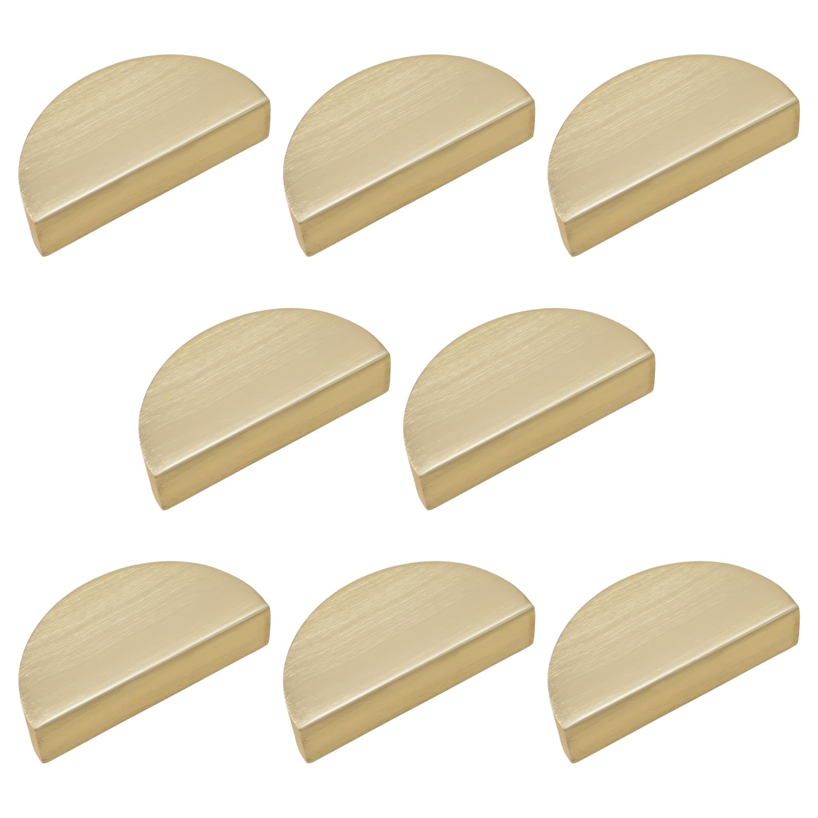 INCREWAY 8PCS Half Moon Drawer Pulls Surface Brushed Aluminum Alloy Cabinet Pulls Semicircle Knobs Decorative Door Knobs (Brushed Gold)