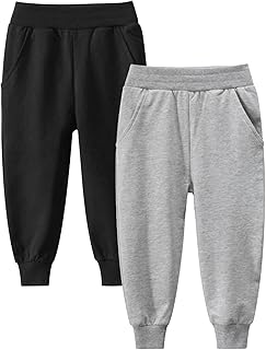 Toddler Boy Sweatpants Kids Sport Jogger Cotton Casual Active Playwear Sweats Pants 2-Pack