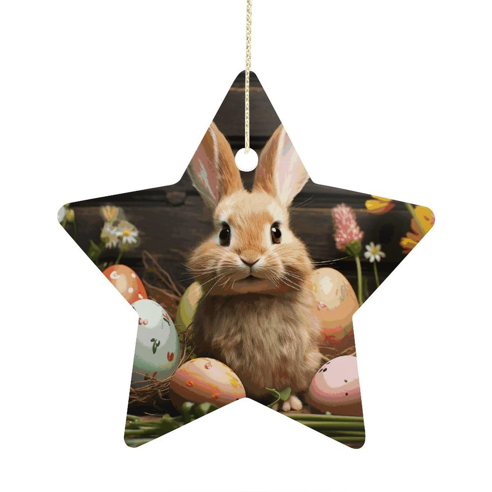 Fodpand Women's Style Easter Egg Bunny Ornament With String, Keepsake Hanging Decorations,Ceramic Ornaments For Men Indoor Home Holiday Party Gifts
