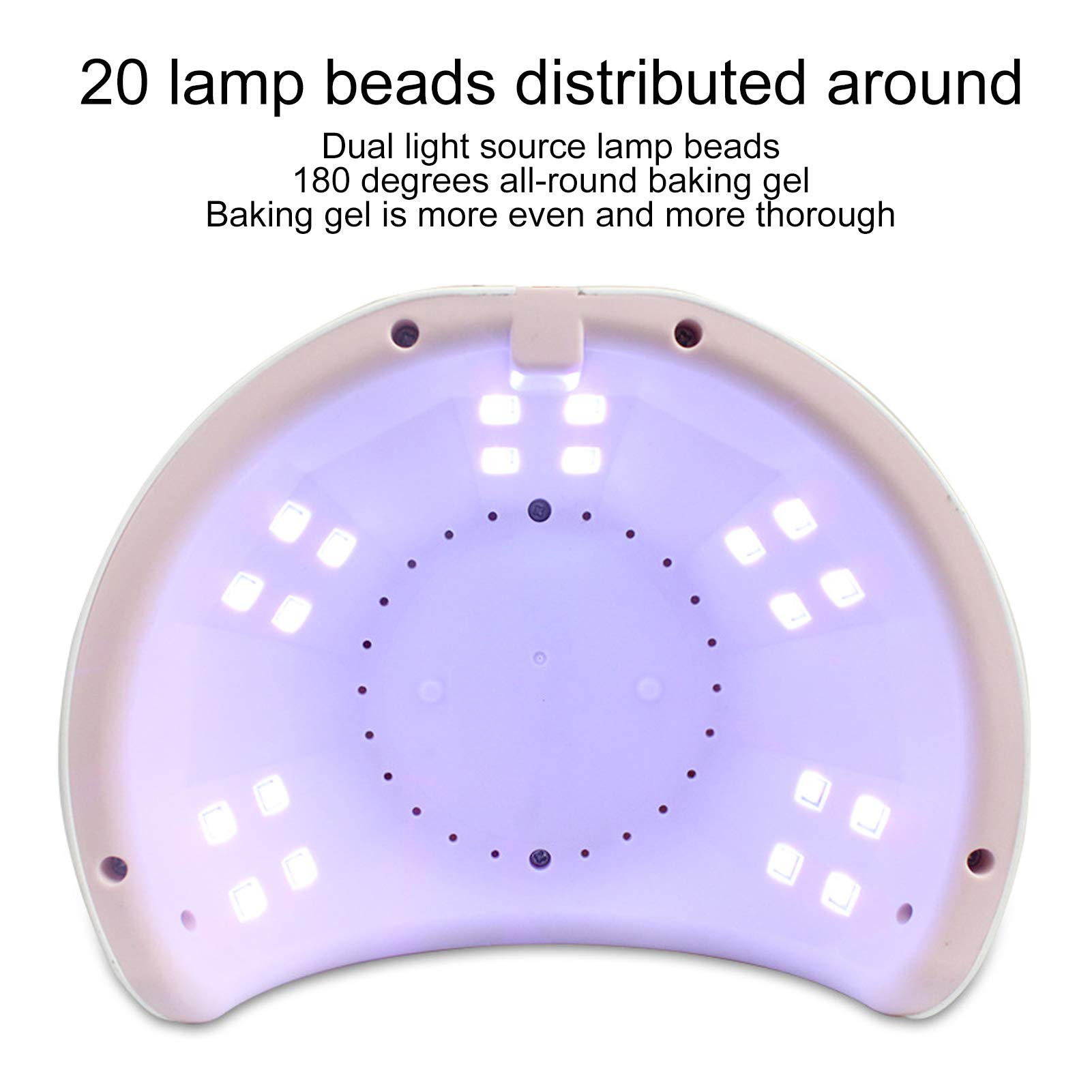 Lampa do suszenia paznokci o mocy 60 W, lakieru żelowego, Profesjonalna lampa LED, utwardzająca w 3 trybach przez czas 30, i 99 s,Lampa do paznokci