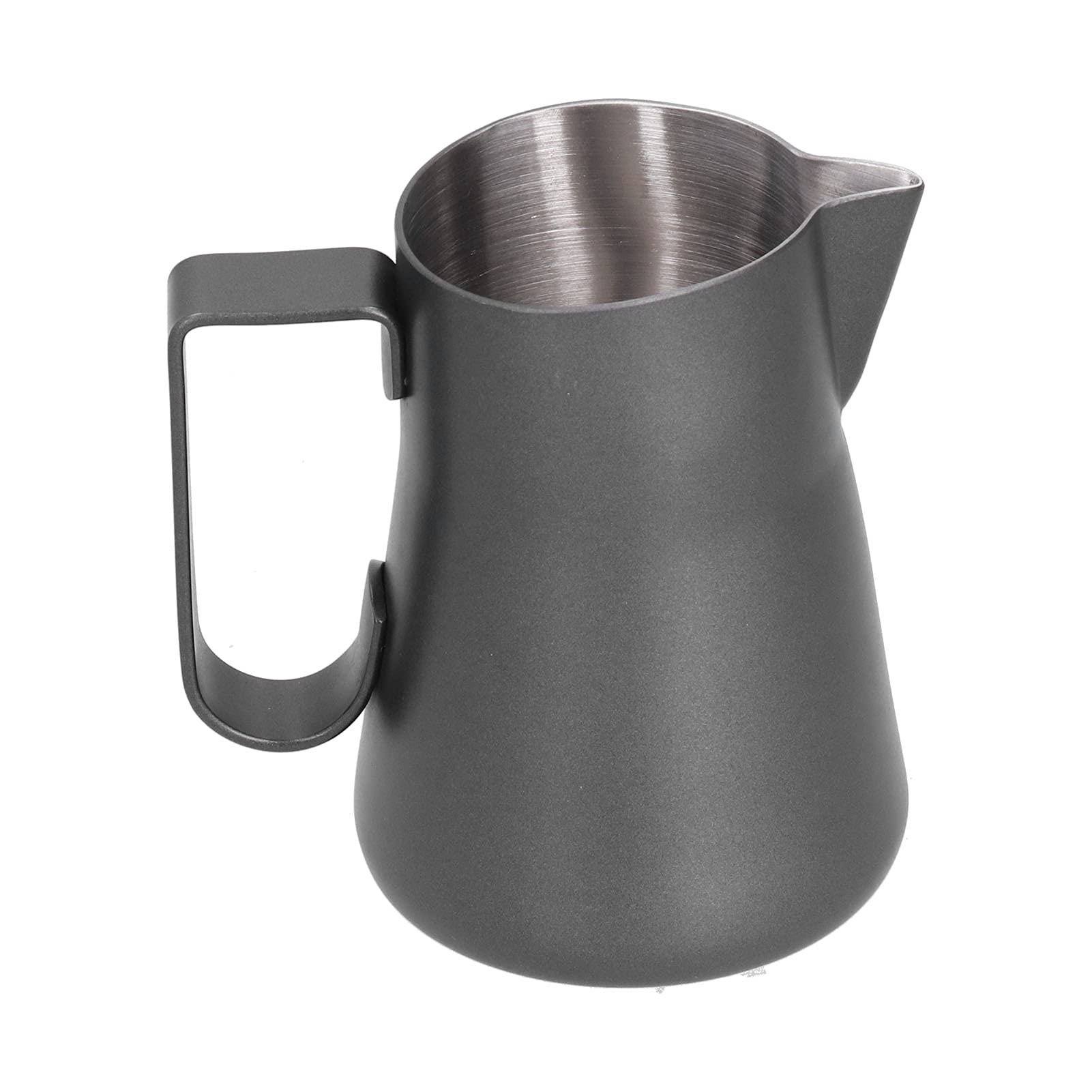 lvifloae Stainless Steel Frothing Cup Coffee Frothing Pitcher Milk Frothing Jug with Long Diversion Mouth for Latte Art Cappuccino, Coffee Milk Steamer Cup (600ml black)