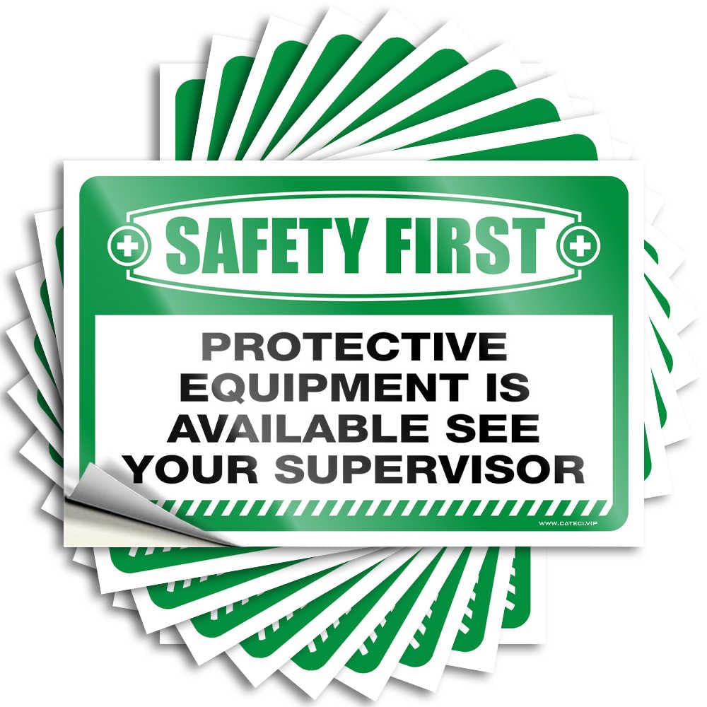 Fzfn Colour Safety First Protective Equipment Is Available See Your Supervisor Personalized Mini - Decals Laptop Waterproof Decal(12X18cm)