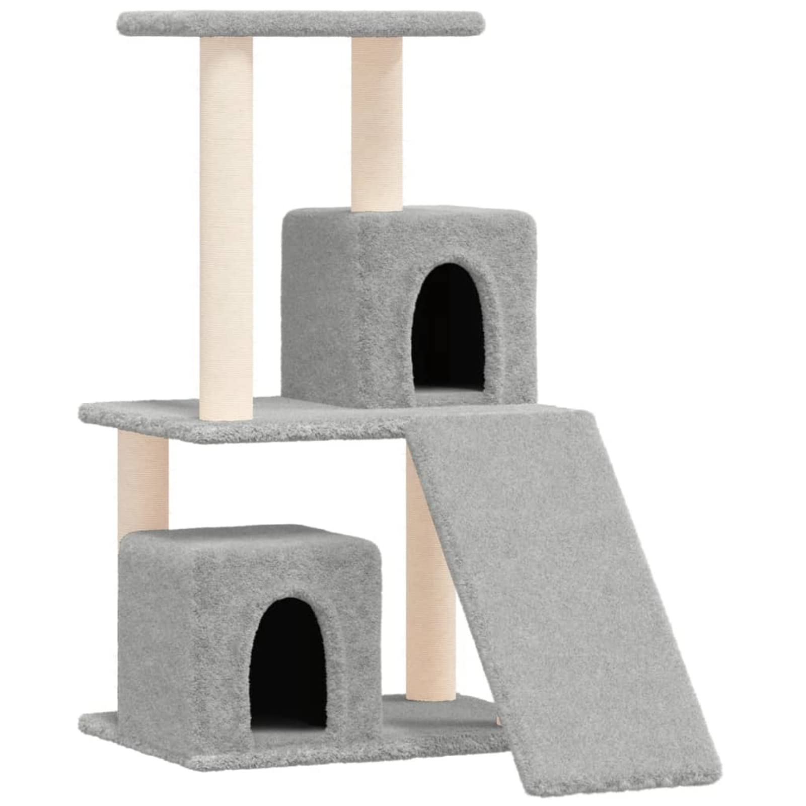 ShGaxin Rascador para Gatos con Postes de sisal, Rascador Gato, Arbol Rascador para Gatos, Gatos Accesorios, Torre Gatos, Casa para Gatos, Arranhador para Gatos, Gris Claro 82 cm