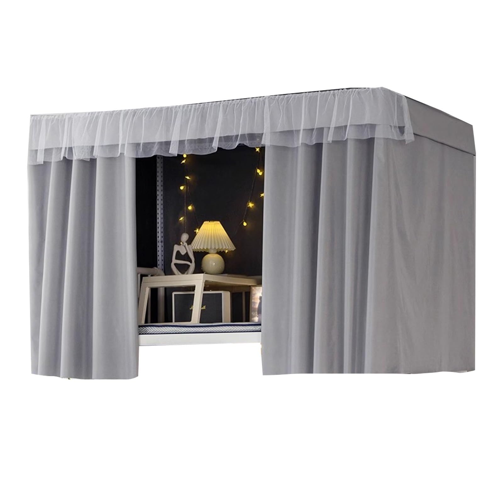 LVYUDS Full Enclosure Bunk Bed Tent Blackout Bunk Bed Curtains for Top Plain Colour Loft Bed Curtains for Bottom Soundproof for Schools(Curtain*1,1.5M_GRAY A)