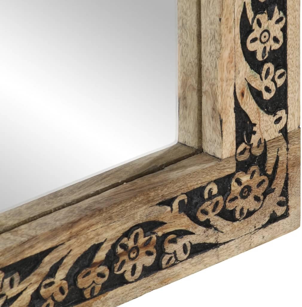 vidaXL Bathroom Mirror Brown Solid Mango Wood, Glass Medium